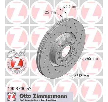 brzdový kotouč přední 312x25mm